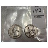 Two Washington Silver quarters