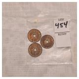 3 cent bronze coin from the Netherlands East