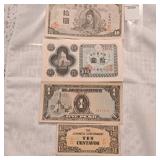 Vintage 1945 Japanese 10-yen banknote issued by