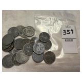 Twenty 1943 Lincoln steel wheat pennies