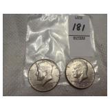 Two U.S. Kennedy Half Dollars, 40% silver