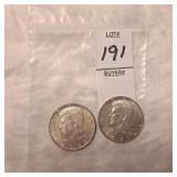Two US Kennedy Half Dollars,40% silver