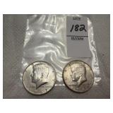 Two U.S. Kennedy Half Dollars, 40% silver
