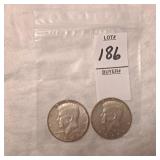 Two US Kennedy Half Dollars,40% silver