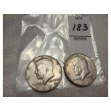 Two U.S. Kennedy Half Dollars, 40% silver