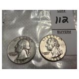Two Washington Silver Quarters