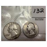 Two Washington Silver Quarters