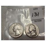 Two Washington Silver Quarters