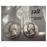 Two Washington Silver Quarters