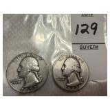 Two Washington Silver Quarters