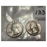Two Washington Silver Quarters
