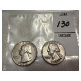 Two Washington Silver Quarters