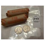 Two rolls of nonspecific US quarters