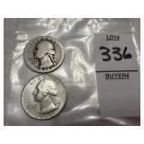 1936 and 1964 U.S. Washington quarter