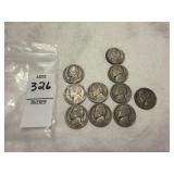 1942, 43, 44, 45 US nickels