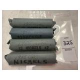 Four rolls of 1955 US nickels