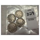 Four Buffalo nickels