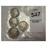 Four Buffalo nickels