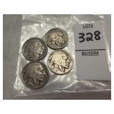 Four Buffalo nickels