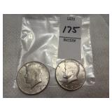 Two U.S. Kennedy Half Dollars, 40% silver