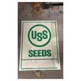 Vintage metal USS Seeds advertising sign