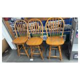 Set of 3 Wooden Bar Stools