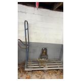 Vintage blue metal industrial hauling cart