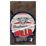 Vintage Budweiser WE I.D. led lighted sign with a