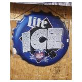 36in. Round Miller Lite ice metal sign