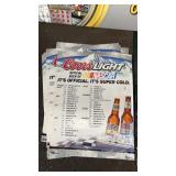 Coors Light NASCAR calendars with a Miller Lite