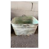 Vintage square galvanized metal wash tub