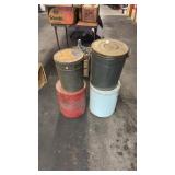 Vintage cylindrical metal storage buckets (4)