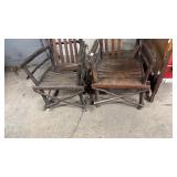 Vintage rustic hickory and twig rocking armchairs