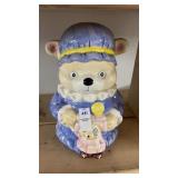 Vintage Girl Teddy Bear with Baby Bear Cookie Jar
