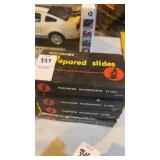 Vintage boxes of of prepared slides for