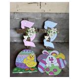 Lot of painted wooden Easter decor