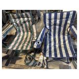 Lot of 2 like new striped camp chairs