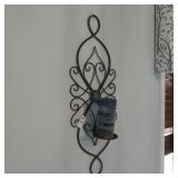 Blue and brass decorative wall sconce 27" tall