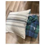 Plaid fleece blanket and Ralph Lauren pillow
