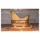 Wooden Wicker Christmas Sleigh