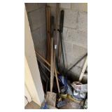 Lot of assorted shovels and other metal tools