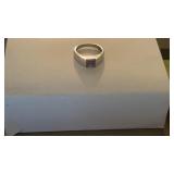 14 KT signet ring bezel-set, square-cut blue