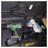 Hitachi 18 Volt cordless drill, light, and