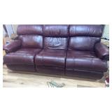 La-Z-Boy red leather couch 90 X 32 in NO CONTENTS