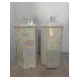 2 iridescent canisters