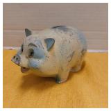Vintage white metal piggy bank missing stopper