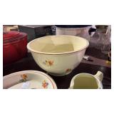 Mixing Bowl, Creamer, and 2 Plates