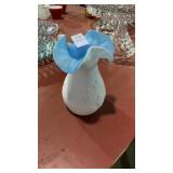 Kanawha white and blue cased art glass vase