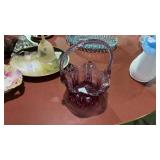 Cranberry Glass Basket