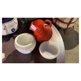 Glass Bowl, Vase, and Pitcher Vase